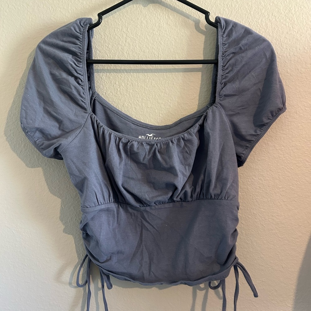 Women's Blue Puff Sleeve Top